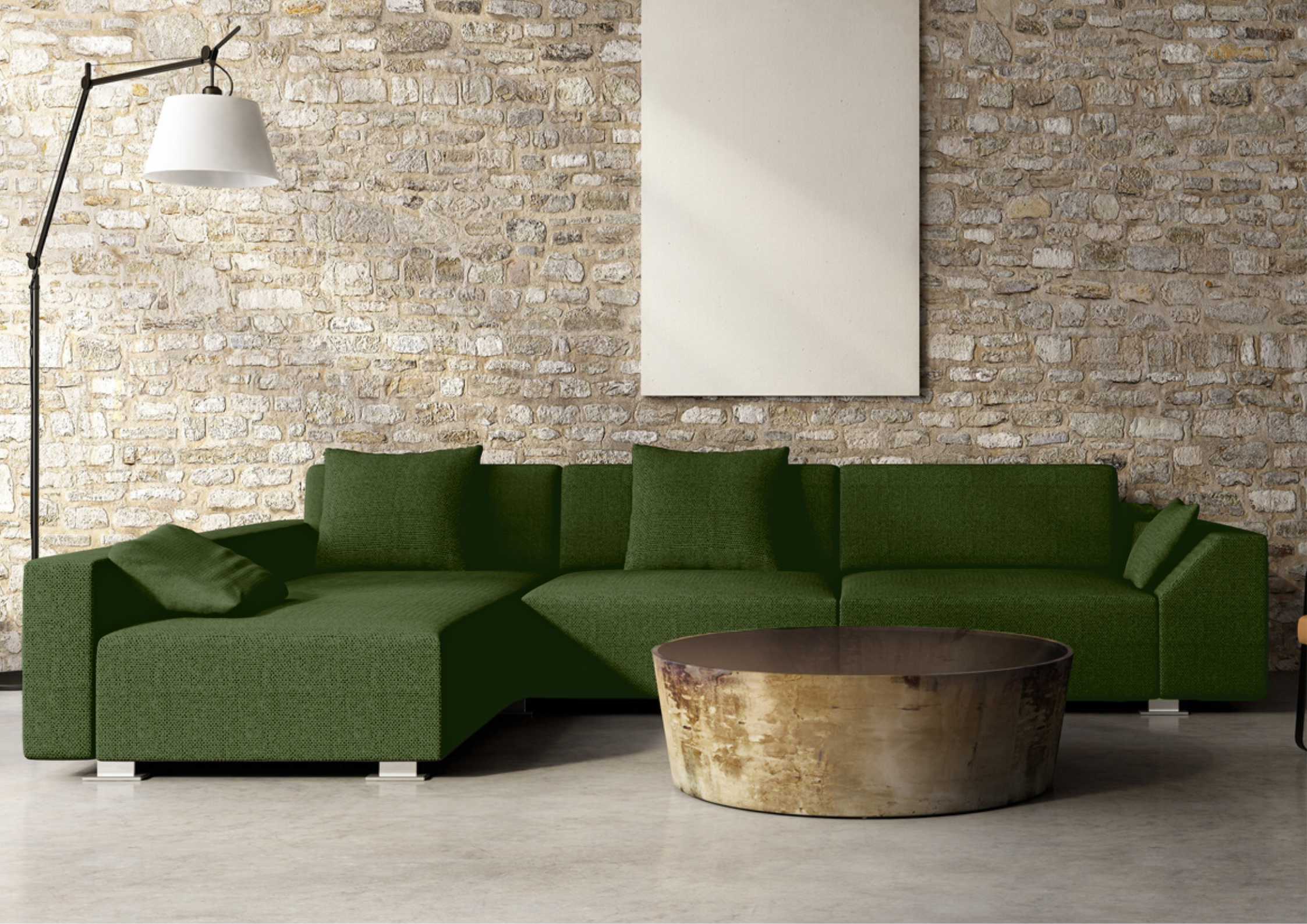 Lewy narożnik industrialny w kolorze zielonym